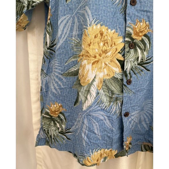 Joe Marlin XL Men's Hawaiian Camp Shirt Blue Short Sleeve Floral - Picture 3 of 5